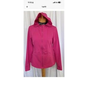 Spyder Active Jacket Womens Lg Hot Pink Vented Hooded Thumbhole Full Zipper